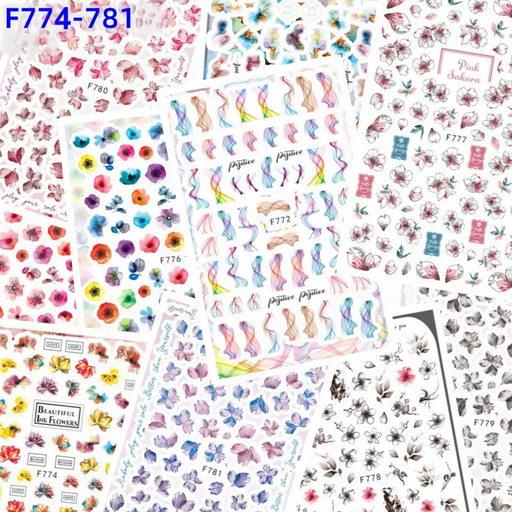 

Красочные Типсы для маникюра для девочек, Водные Переводные украшения для ногтей, искусственные самоклеящиеся ногти