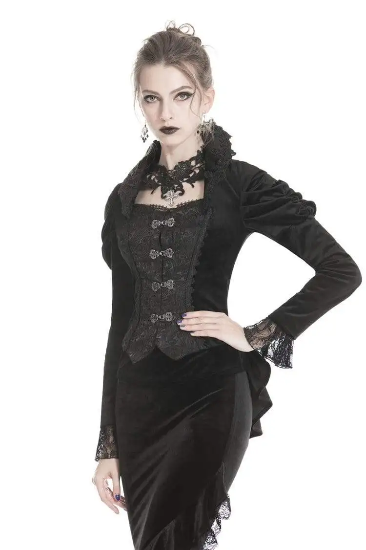 Darkinlove женский Готический Rruched выдалбливают пуговицы летающие блузки куртки