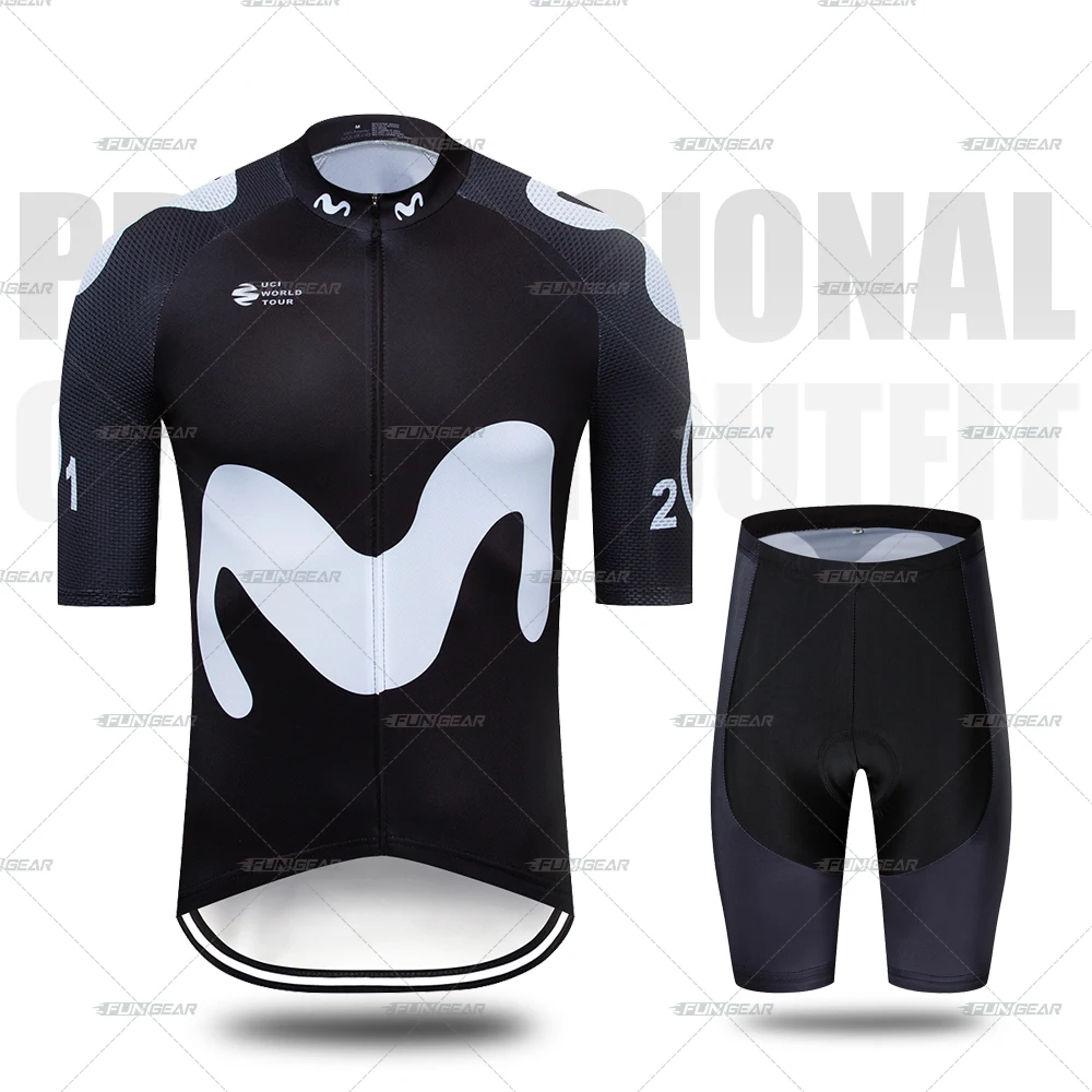 02-1 Black set Набор для велоспорта Джерси pro Team Одежда для велоспорта с коротким рукавом быстросохнущая дышащая подушка Мужская велосипедная одежда для велоспорта - Цвет: 02-1 Black set
