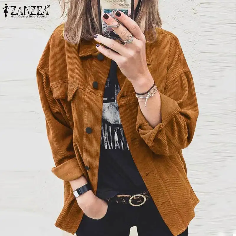 

Осенняя Женская Вельветовая рубашка с отложным воротником и длинным рукавом