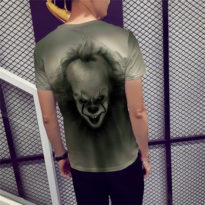 IT movie мужская летняя футболка мужская Стивен Кинг напечатала Хэллоуин pennywise it Заказные высококачественные мужские футболки клоуна футболка
