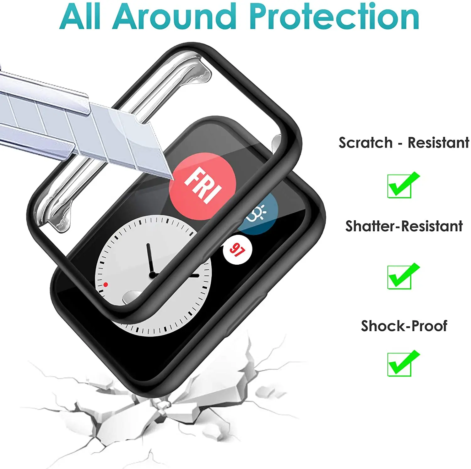 Plated Cover For Huawei Watch fit Case Smartwatch Accessories TPU Bumper All-Around Screen Protector Huawei Watch fit watchcase