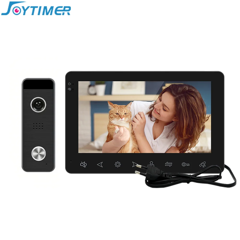 7 Inch Video Intercom for Home 4-Wire Villa with 1200TVL Doorbell IR Camera Touch Button Support One-Key Call and Unlocking