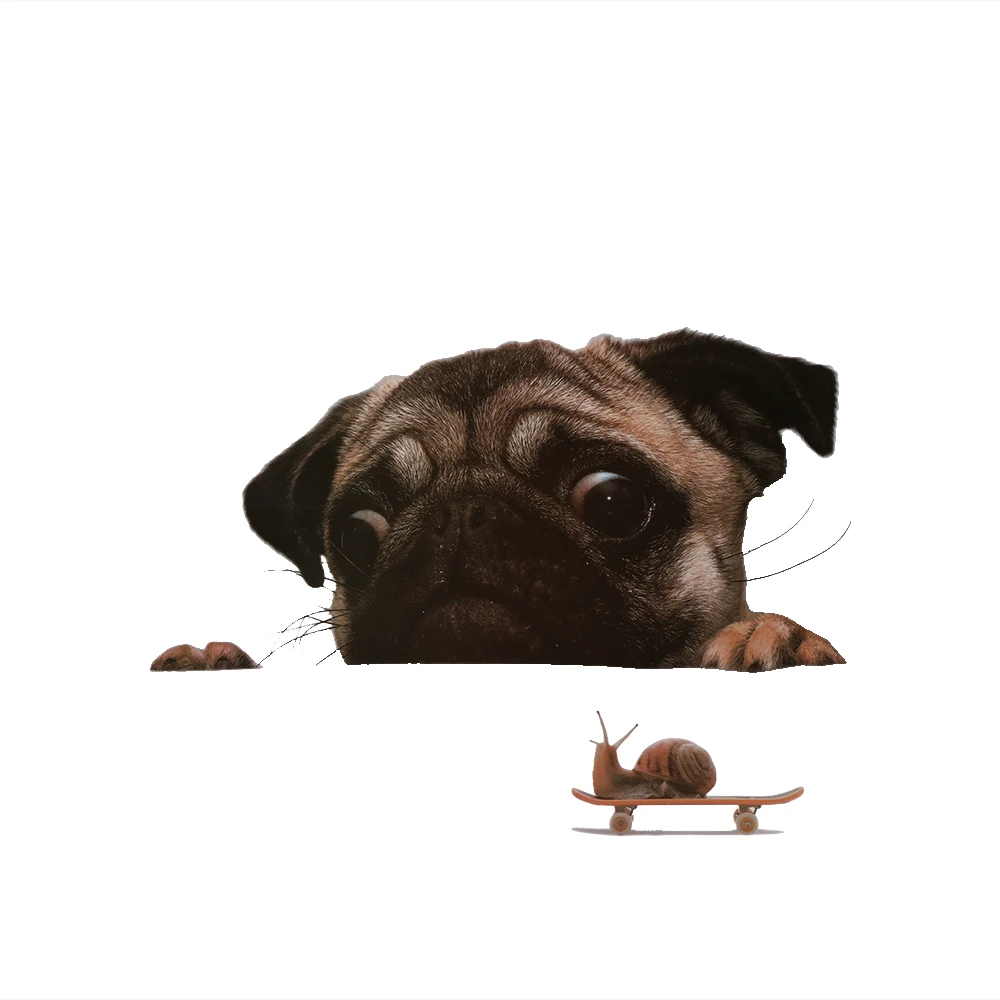 Стикер для автомобиля 3D Забавный Мопс Собака часы Улитка окно наклейка