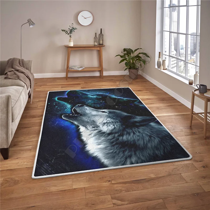 3D коврик с принтом волка нескользящий для столовой гостиной мягкий ковер спальни
