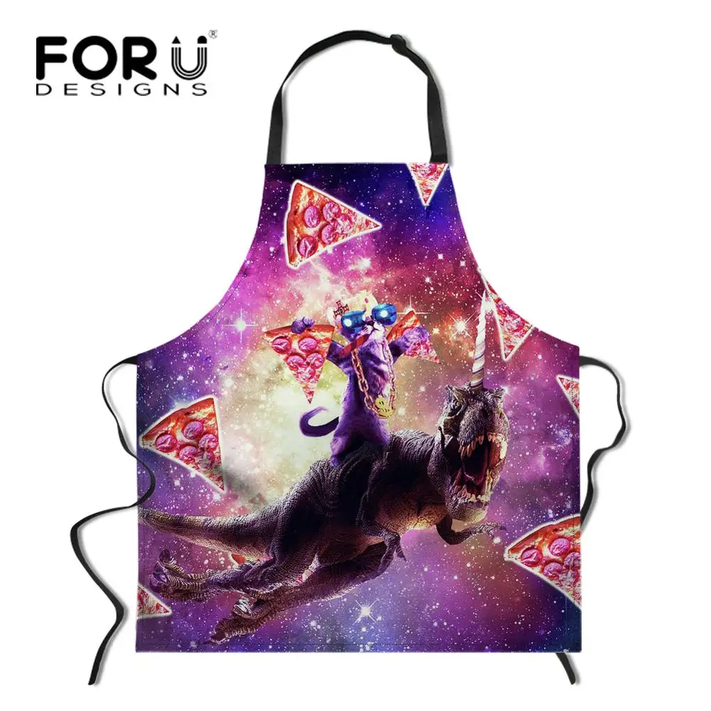 YY0756R FORUDESIGNS/Космический Galaxy Cat кухонный фартук в стиле унисекс Регулируемый поварский фартук без рукавов для приготовления барбекю - Цвет: YY0756R