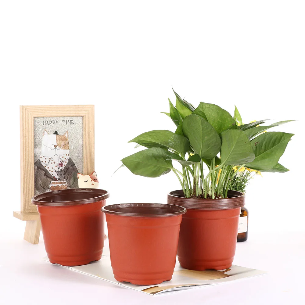 Маленький пластиковый круглый цветочный горшок 10 шт. терракотовый для детского