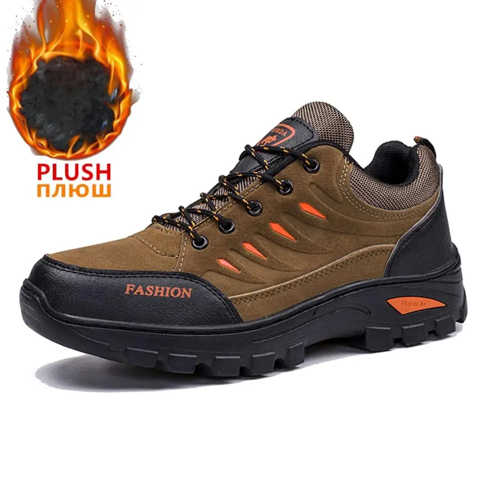 Brand Men Winter Snow Boots Waterproof Leather Sneakers Super Warm Men's Boots Outdoor Male Hiking Boots Work Shoes Size 39-44