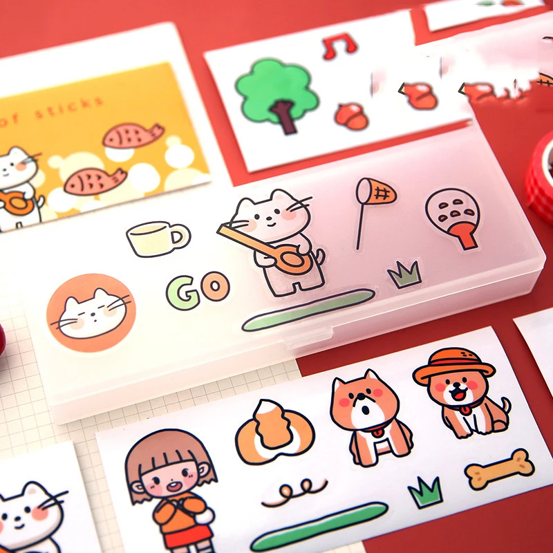 Мультяшный Кот медведь милая девушка ручная наклейка для скрапбукинга DIY