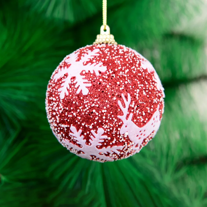 Рождественский шар украшение подвесной 8 см красный и белый пенопластовый для