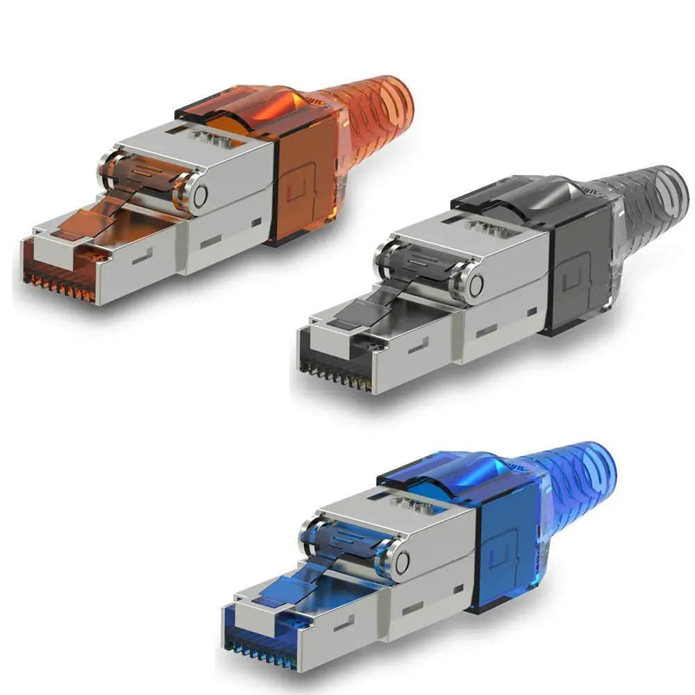 Защитный полевой разъем без инструментов RJ45 8P8C STP-разъем для клемм Cat6 Cat6A Cat7 23AWG