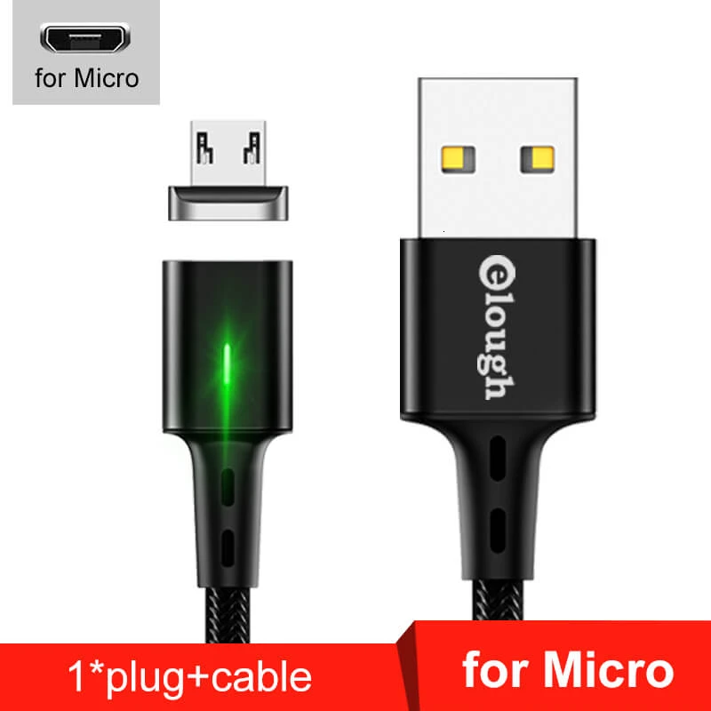 Быстрое магнитное зарядное устройство Elough 3,0 4,0 Micro USB кабель для iPhone samsung Xiaomi Быстрый Магнитный шнур для зарядки телефона type C кабель - Цвет: For Micro Black
