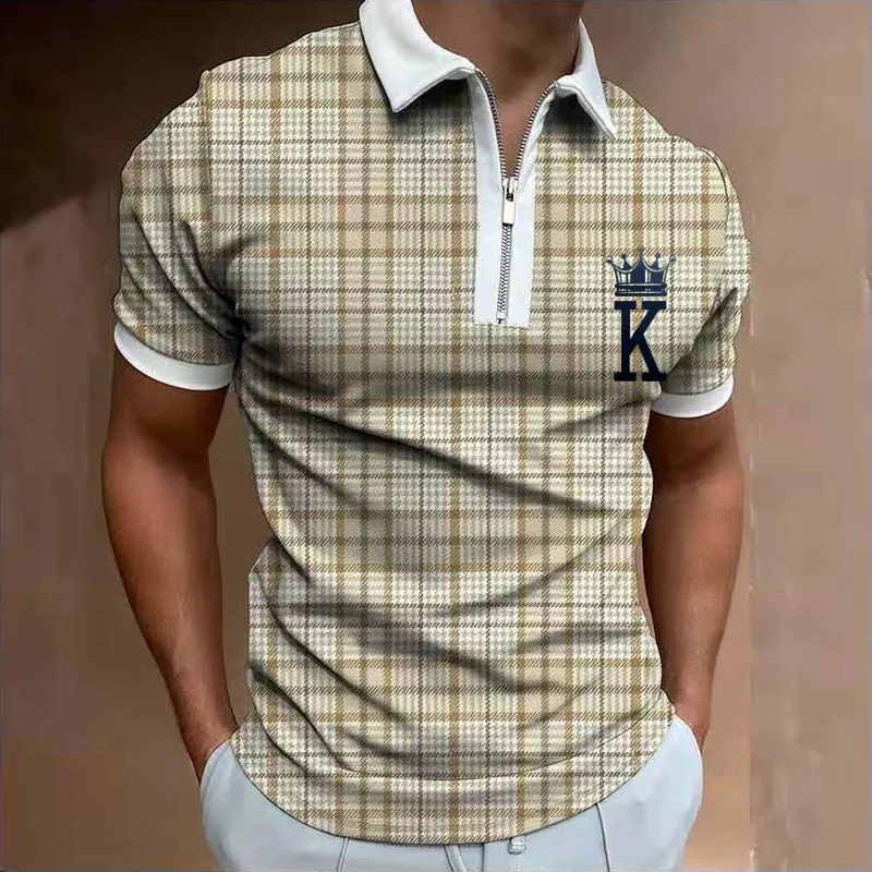 Мужская летняя рубашка-поло с коротким рукавом на молнии | одежда