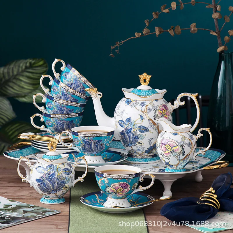 

Court teacup 22pc Set Bone china Afternoon Tea Cup and Saucer Set Coffee Cup Set Exquisite Flower Tea Cup Luxury Set