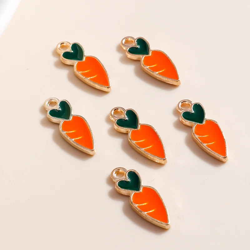 10pcs/lot 5*16mm Mini Carrot Charms for Earrings Pendants Necklaces Making Cartoon Enamel Heart DIY Jewelry Accessories - купить по