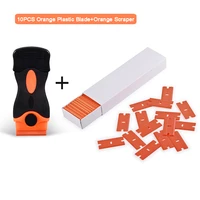 100pcs black orange plastic blade glass dirt cleaning squeegee stickers remover auto cleaning tools vinyl wrapping razor scraper