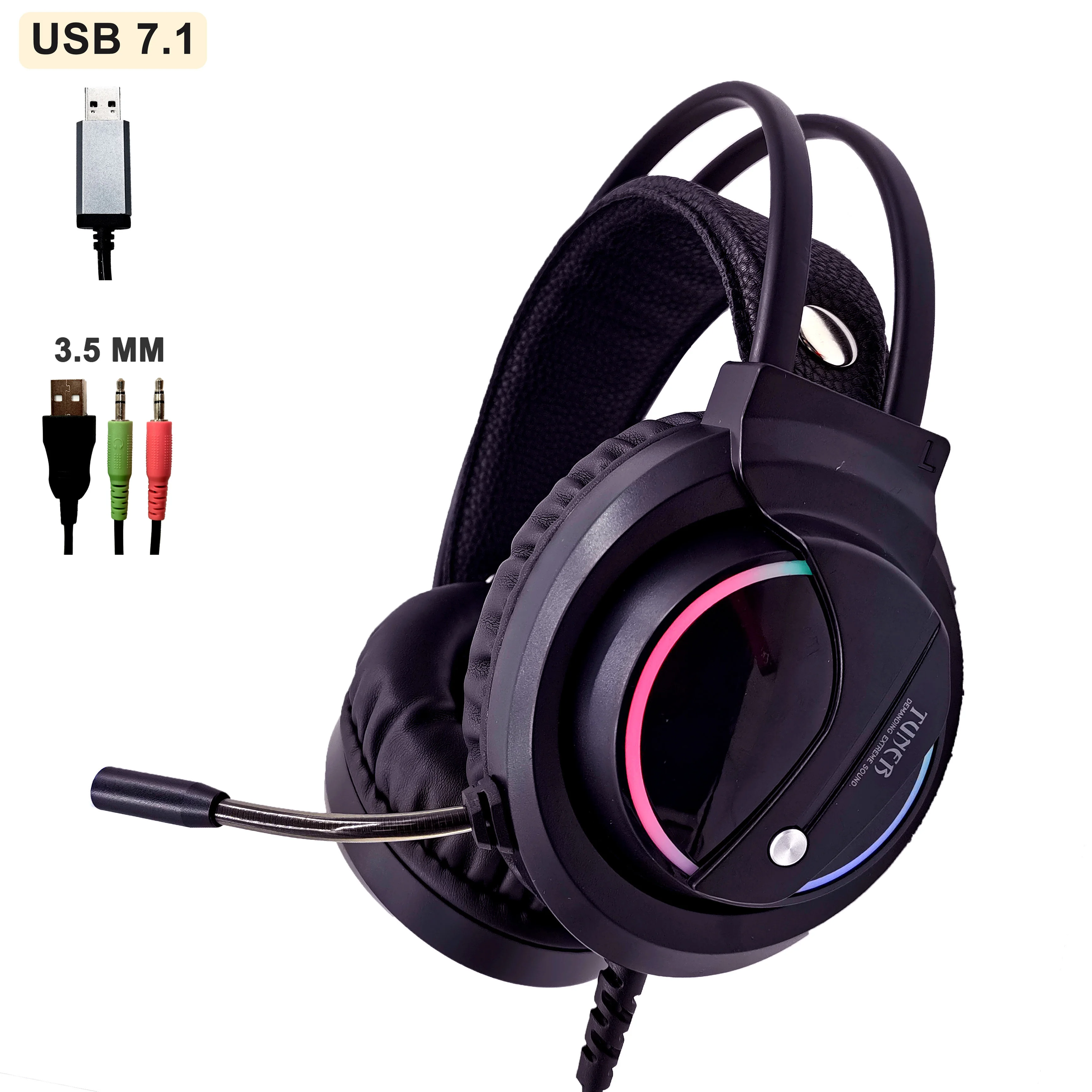 Игровые наушники с RGB подсветильник кой игровая гарнитура объемным звуком