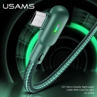 usams u57 1 2m 2a led light elbow game charge data cable type c micro usb lightning cable for iphone ipad huawei samsung xiaomi