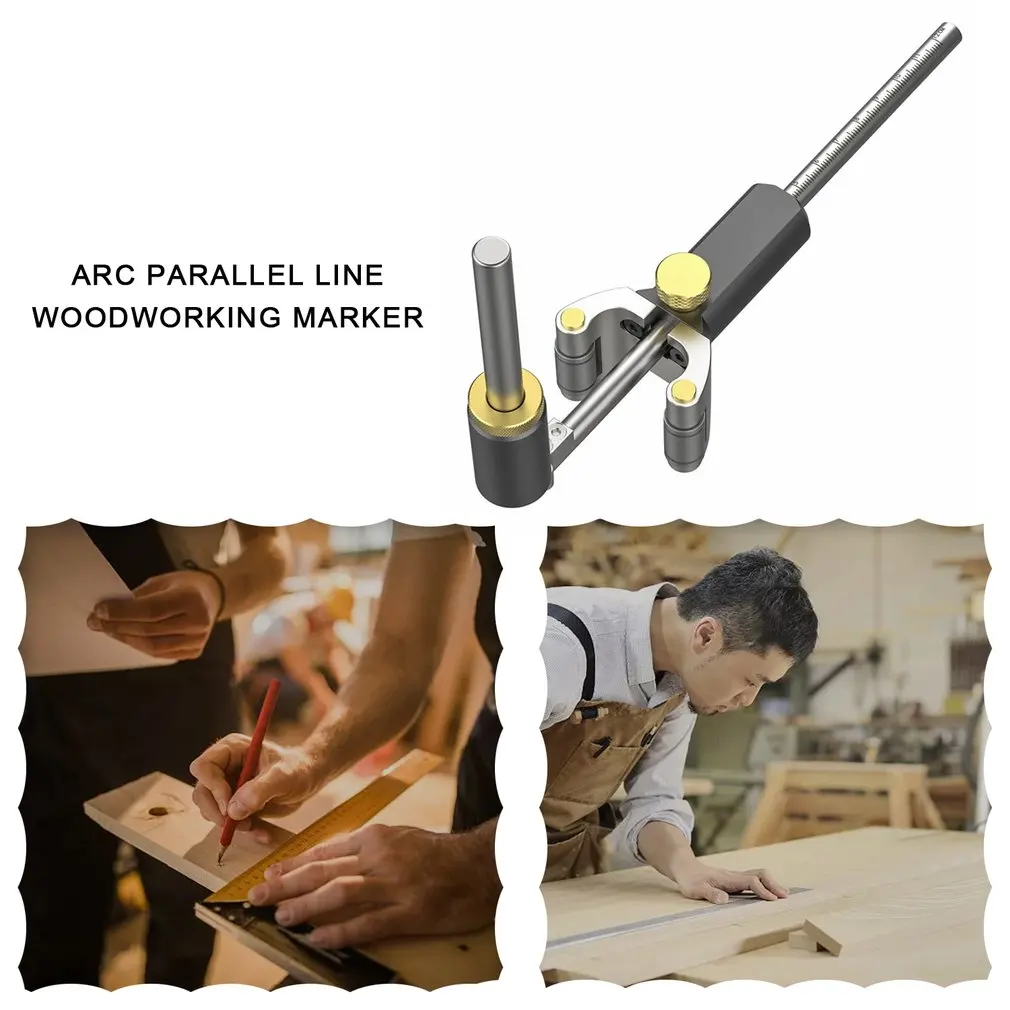 

0-120mm Wood Scribe Tool Wheel Mortise Gauge Scriber Anodizing Woodworking Tool Kits Sliding Marking Tool With Pencil