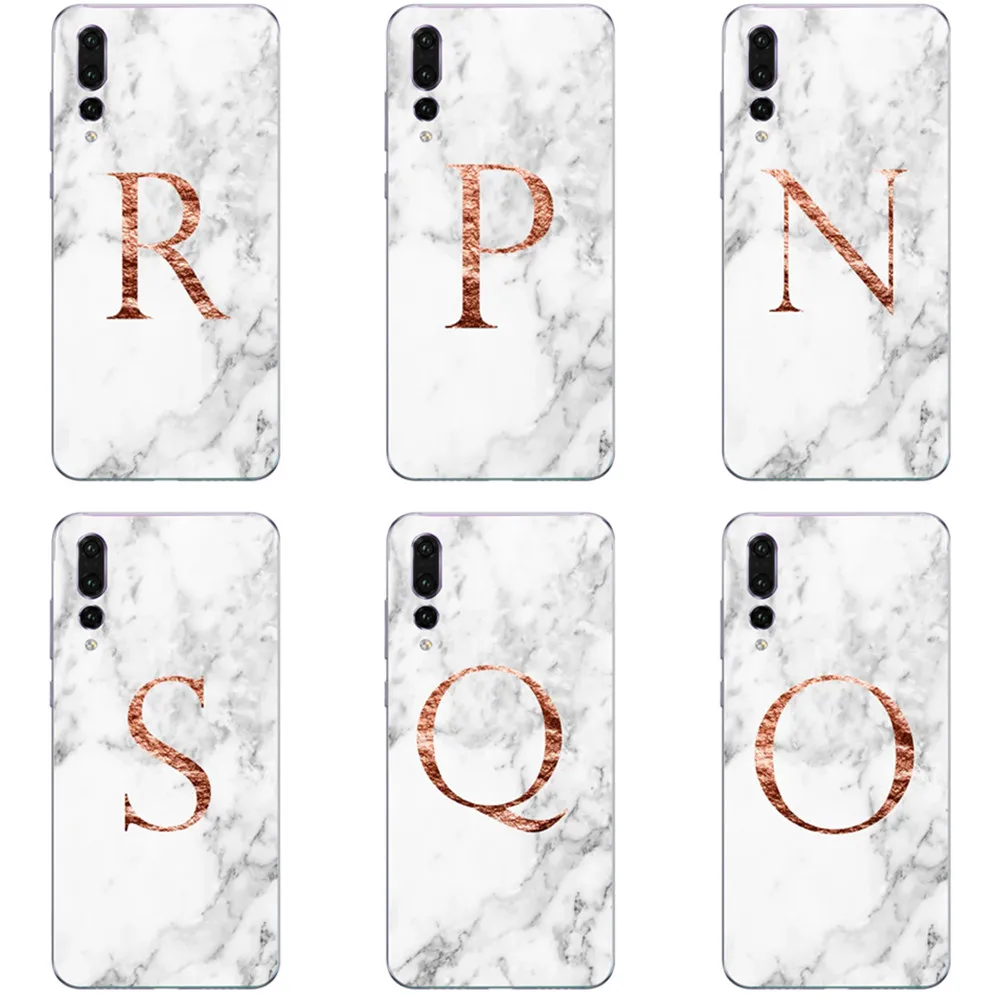 Пользовательское имя письмо монограмма розовый мрамор R S T U мягкий TPU чехол для