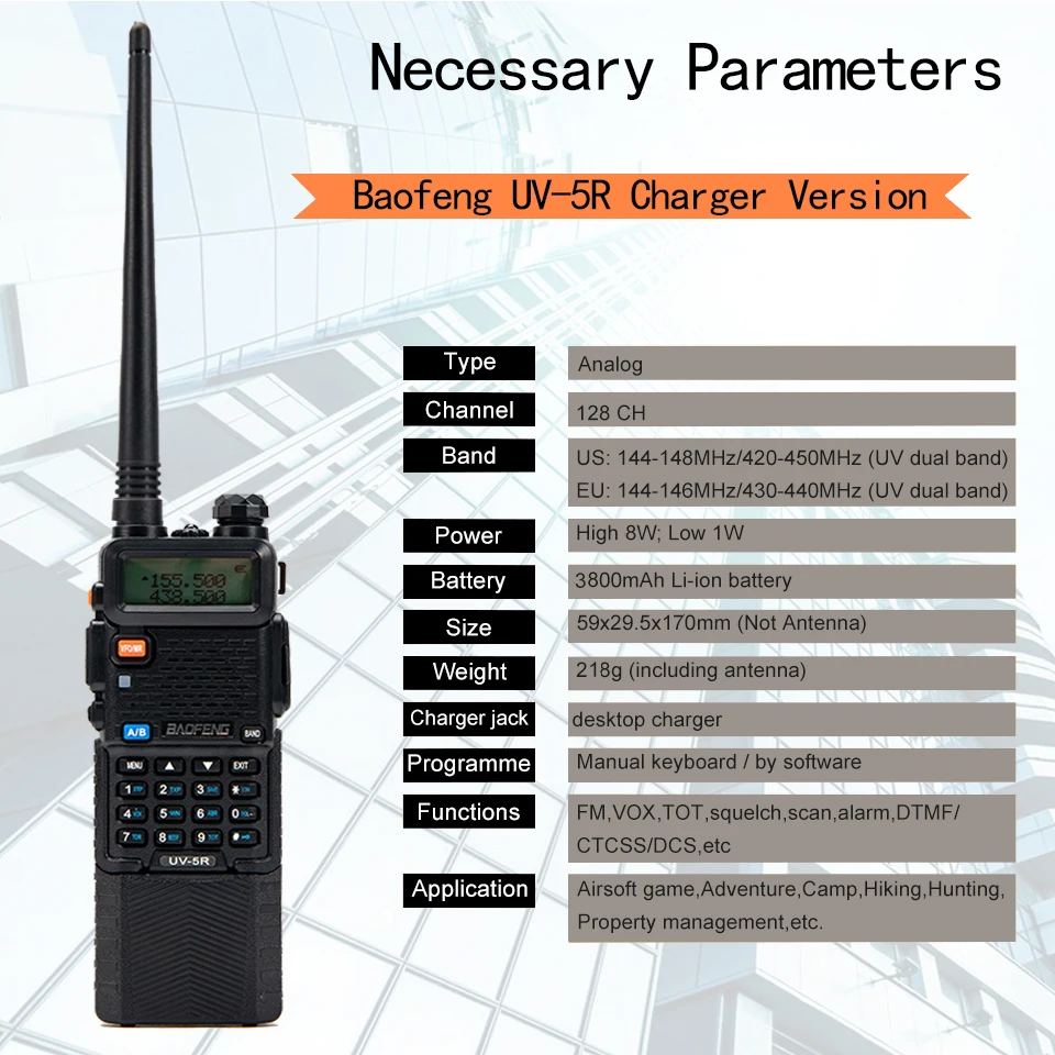Real 8W Baofeng UV5R Walkie Talkie 10Km Two-Way Radio hunting Radio uv 5r Baofeng Ham Radio UV5R  Fm Transceiver Amateur Radio