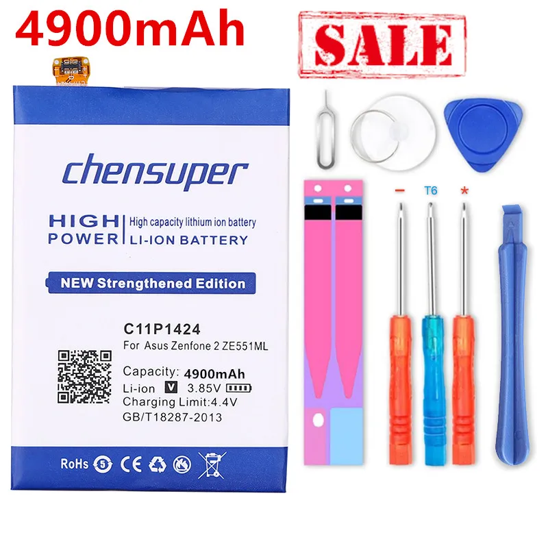 Новый литий полимерный аккумулятор chensuper 4900 мАч C11P1424 для Asus Zenfone 2 ZE551ML ZE550ML 5