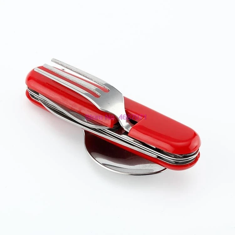 DHL 100 шт наружная посуда из нержавеющей стали ложка/вилка/открывалка для бутылок 4