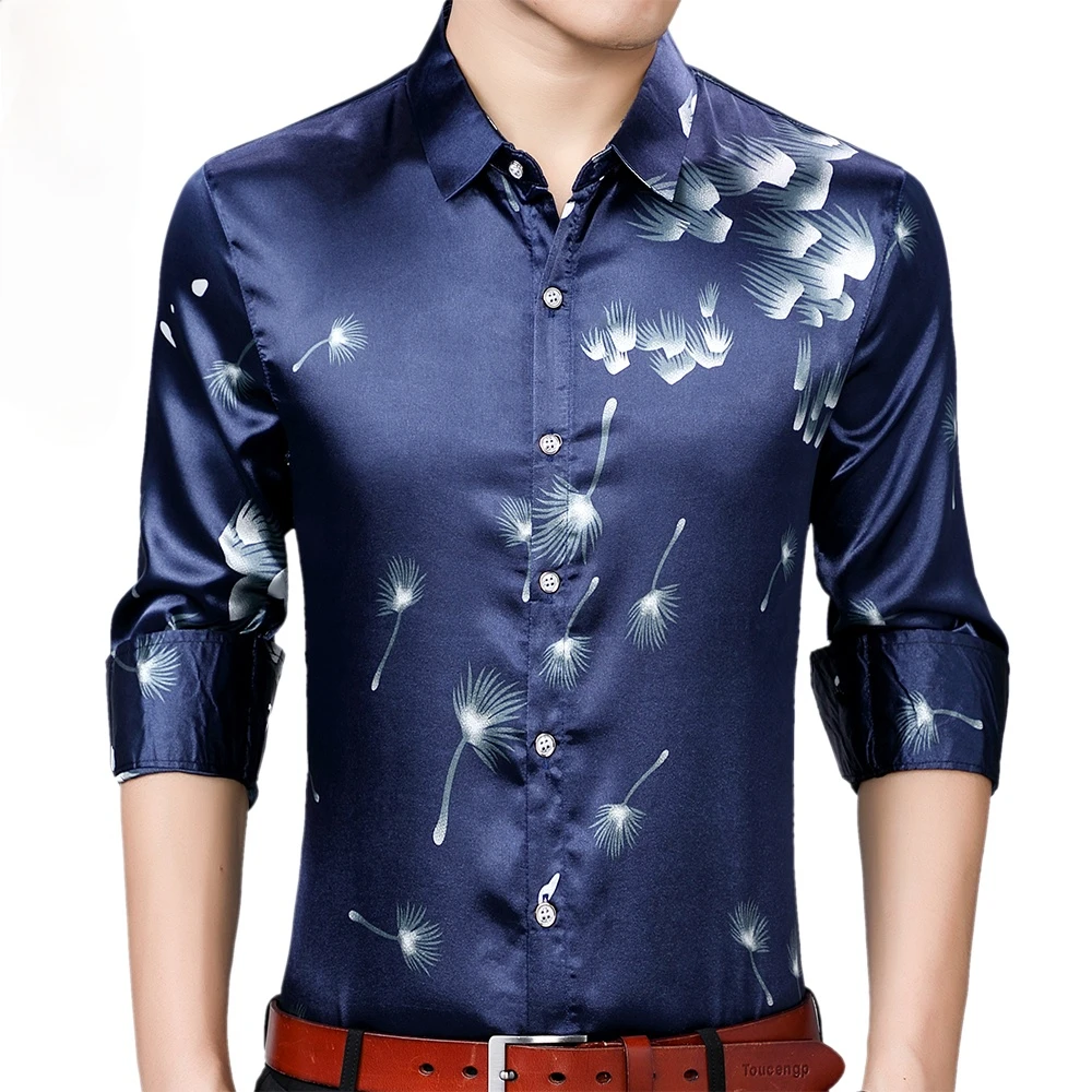 

2021 Brand Long Sleeve Men Social Shirt Streetwear Casual Dandelion Shirts Dress Mens Slim Regular Fit Clothes Fashions