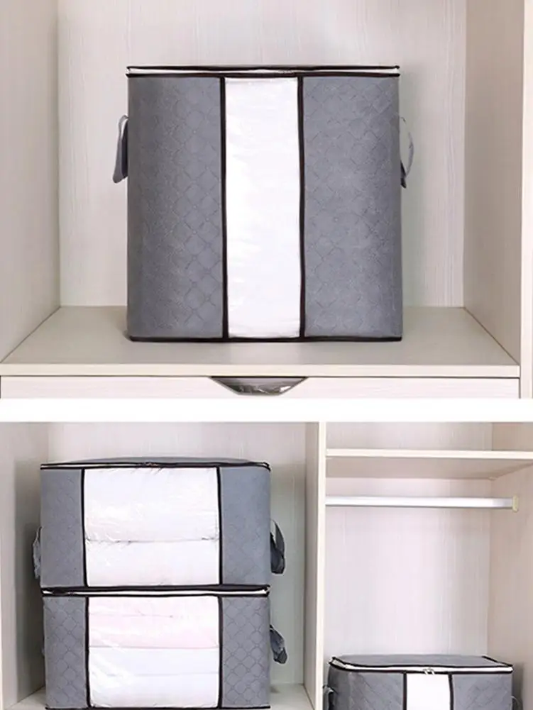 

Складная сумка для хранения, органайзер большой емкости для хранения одежды, чехол, сумка с усиленной ручкой, застежкой-молнией и прозрачны...