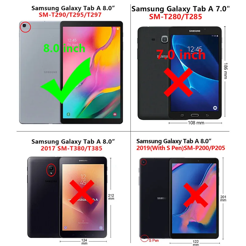 Tablet Case for Samsung Galaxy Tab A 8.0 SM-T290 T295 T297 2019 Cover For tab SM-T295 Protective Skin PU Leath |