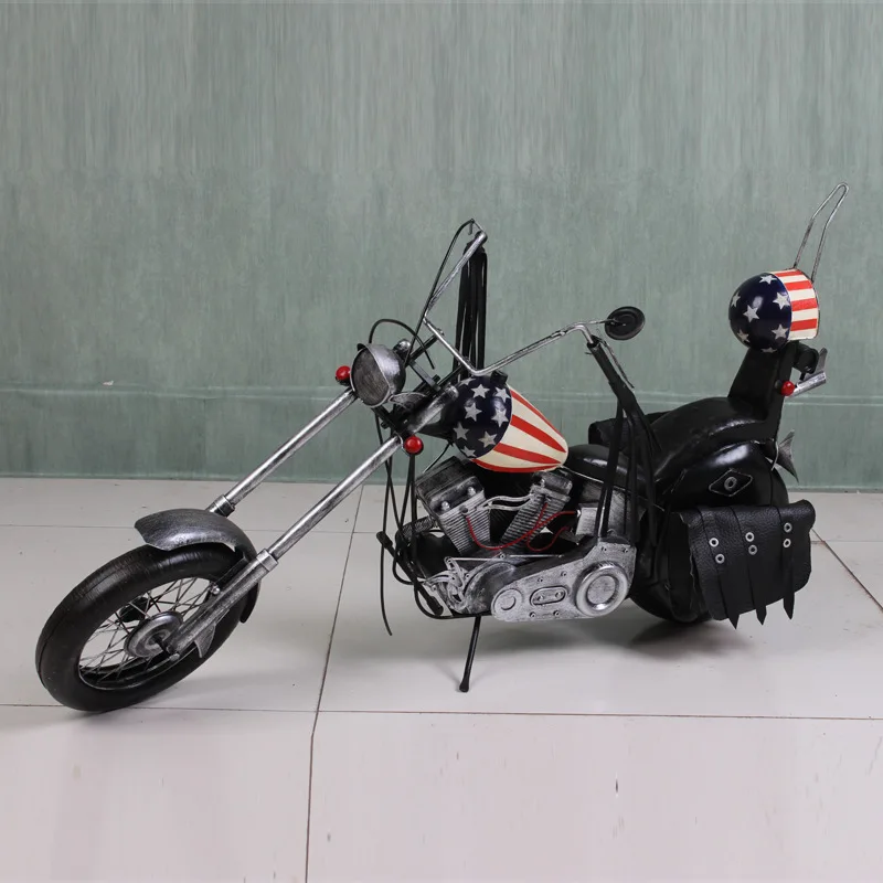 

90X27X42cm Motorbike Motor Model Handmade Retro Iron Ornament 1969 Indian Motorcycle Model Large for Harley Motocross Model