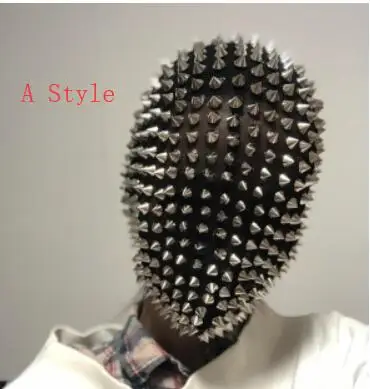 Маска с заклепками для ночного клуба черные стразы головной убор мужчин и женщин