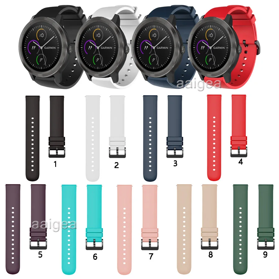 

Ремешок спортивный из мягкого силикона 20 мм для Garmin Vivoactive 3 Music, все модели для смарт-часов CAME Sq /Vivomove HR, сменный ремешок