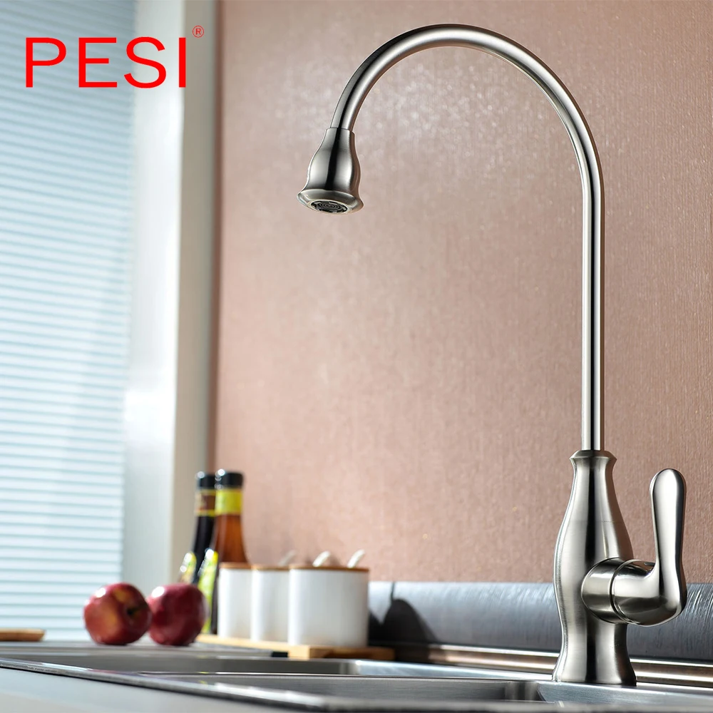 Акция простой стиль 100% медный золотой кухонный кран латунь встраиваемый в