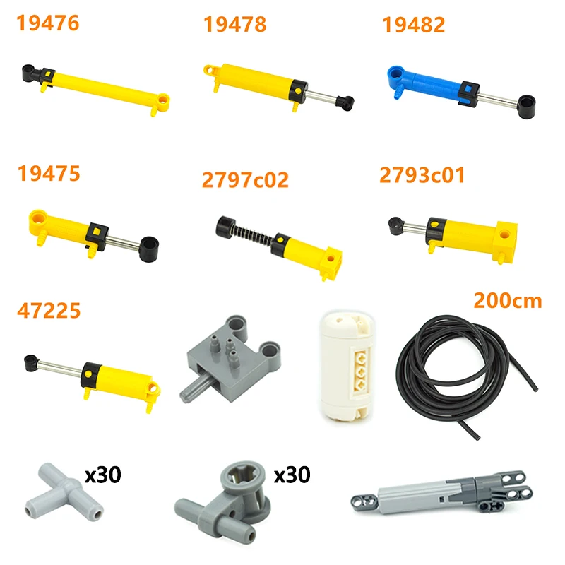MOC Technical Building Block Pneumatic Pump Switch Air Tank Hollow Pipe Pressure Gauge 75974 19476 19475 19482 47225 | Игрушки и хобби