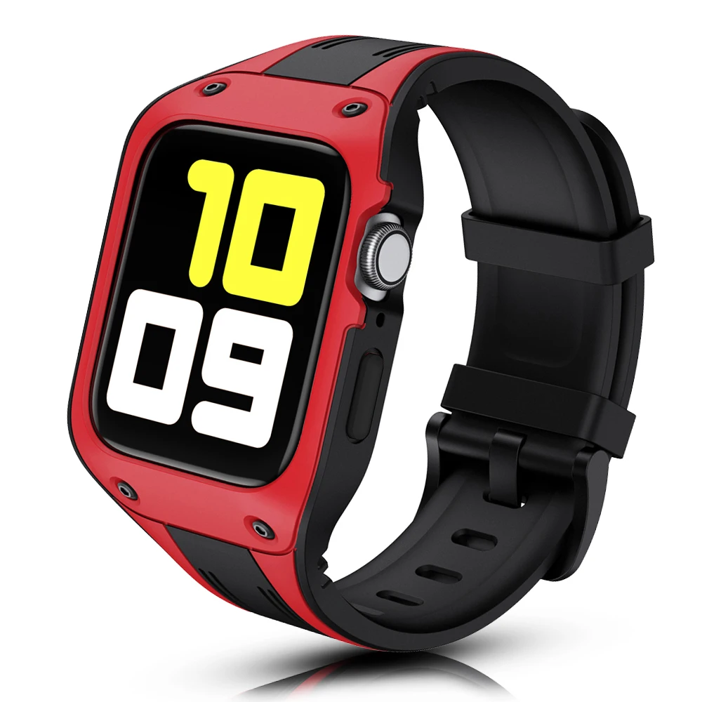 

Soft TPU Strap with Frame Case for Apple Watch SE Series 6 5 4 3 Band 44mm 42mm Belt Sport Bracelet Two-color Wristband
