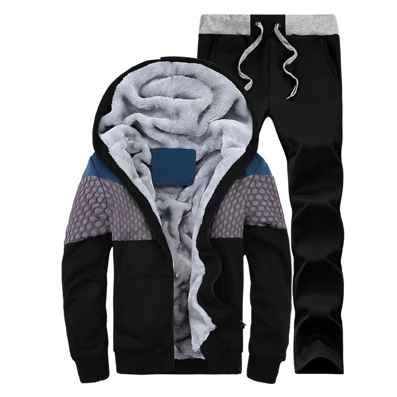 Спортивный костюм для мужчин спортивный флисовый толстый бренд с капюшоном
