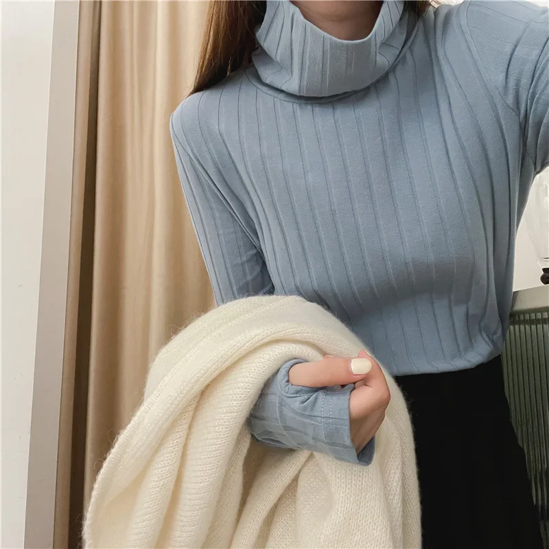 

Женская хлопковая водолазка с вырезом для большого пальца и длинным рукавом