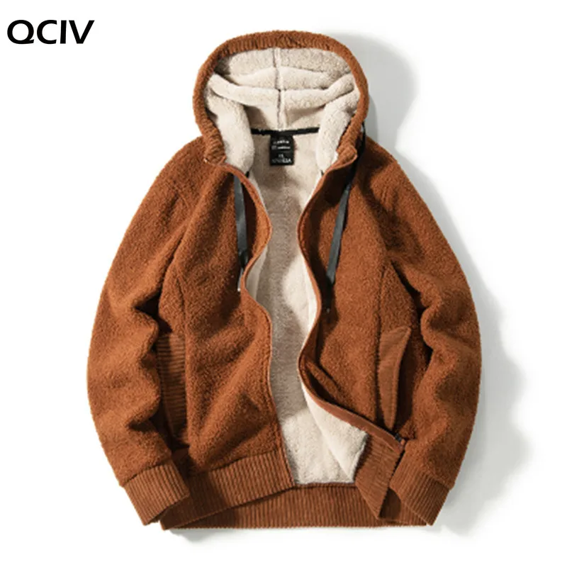 

Winter Thick Fleece Hoodies Men Casual Jacket Fur Lining Solid Warm Cloth Zipper Coats Sweatshirts Cashmere Parkas 6XL 7XL 8XL