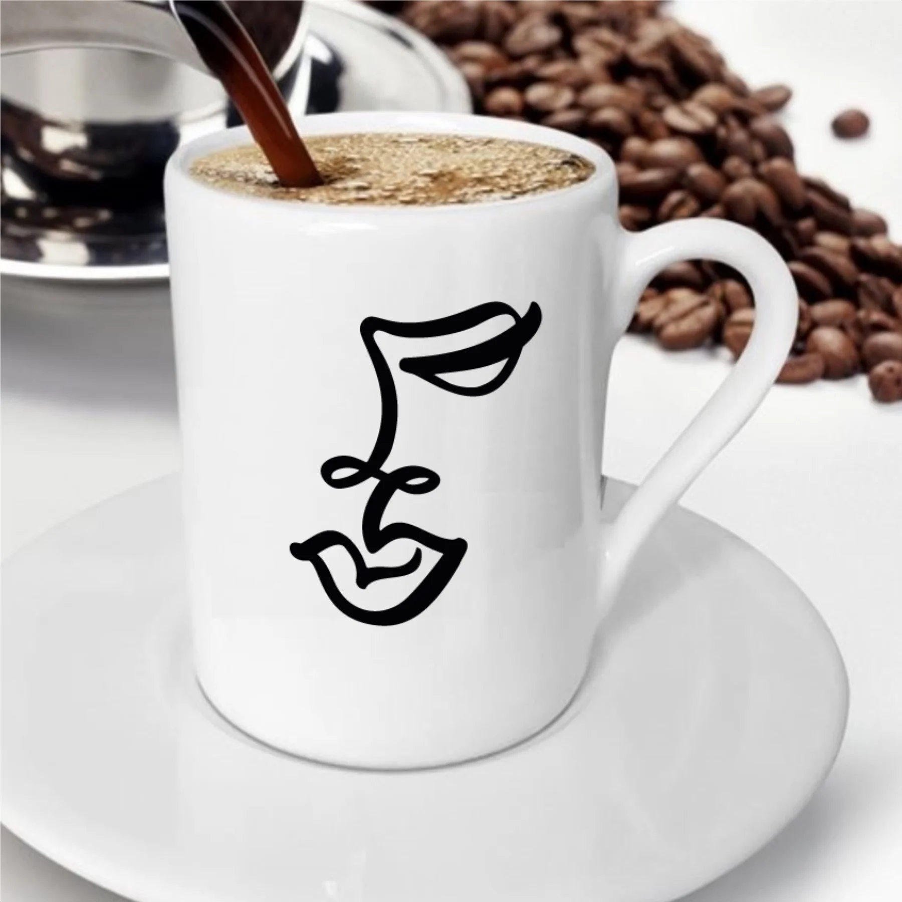 

Charcoal Abstract Face Design Coffee cup-6