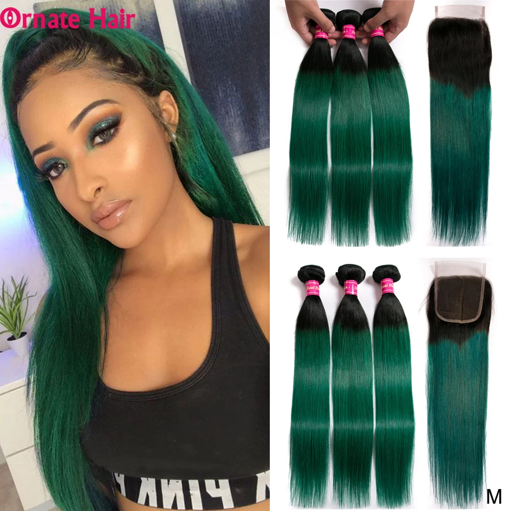 Омбре пряди с закрытием бразильские прямые волосы не Реми человеческие среднее