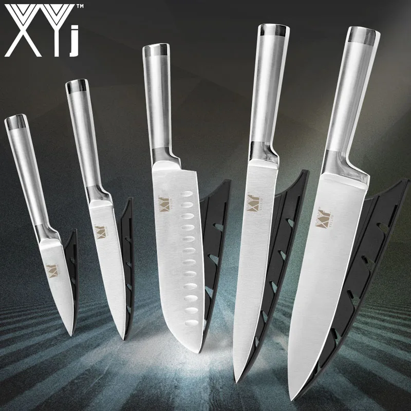 C. 5 Piece (88753.5) XYj кухонные ножи для очистки овощей утилита Santoku шеф-повара нож для нарезки хлеба из нержавеющей стали " 8" " 5" 3," прямая ручка инструмент для приготовления пищи - Цвет: C. 5 Piece (88753.5)