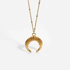 2022 INS ожерелье с позолоченным лунным рогом из PVD 18K, повседневная бижутерия для женщин и девушек, роскошный Рог из нержавеющей стали, ожерелье с подвеской