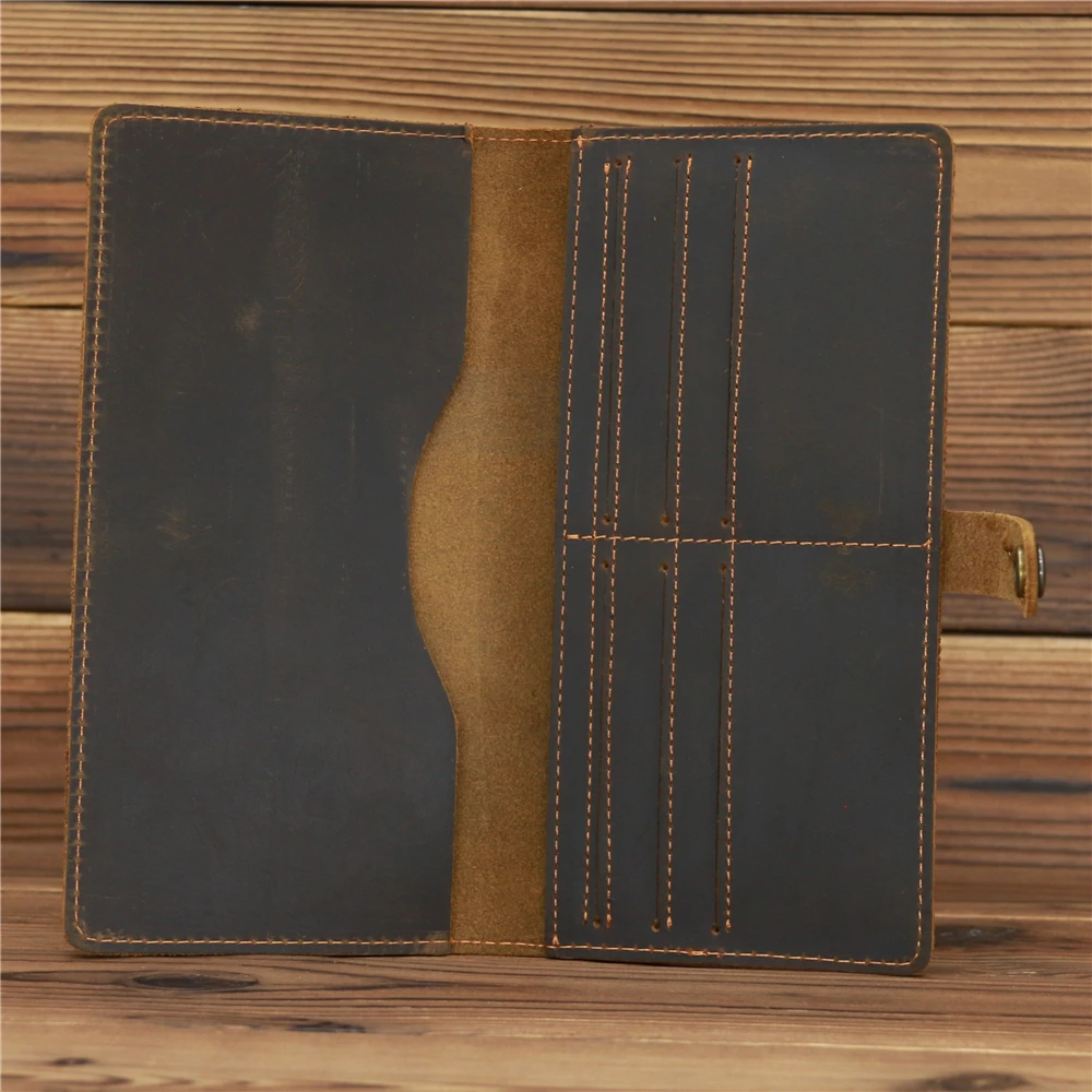 Genuine Real Leather Passport Cover Engraved Covers for Full Grain Leather long wallet Card Holder Gift for Him 1049