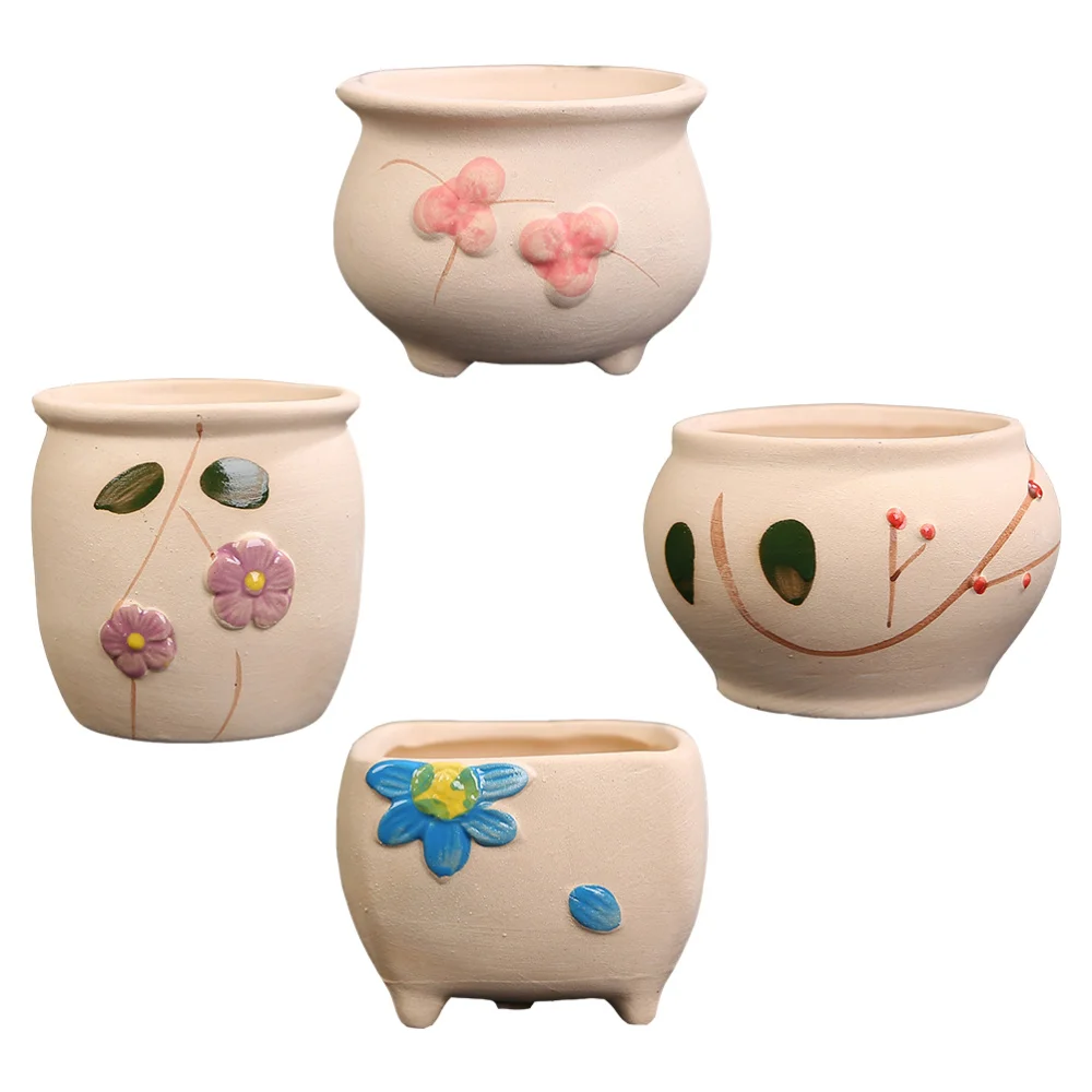 

4pcs Delicate Decorative Flowerpot Useful Gardening Plant Pot Succulent Basin
