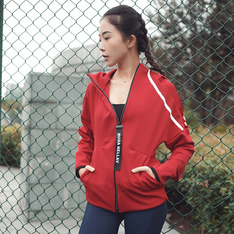

SALSPOR Autumn Women Keep Warm Sportswear Zipper Hooded Gym Clothing Quick Dry Fitness Clothes Outdoor Running Activewear