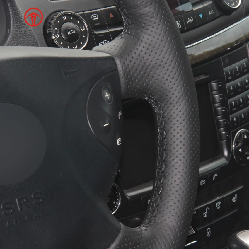 

LQTENLEO Black Artificial Leather Hand-stitched Car Steering Wheel Cover for Mercedes-Benz W210 E240 E63 E320 E280 2002-2005