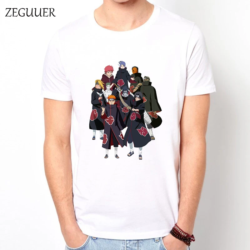 Наруто Акацуки Pein Team 7 Наруто Аниме Саске белая футболка аниме Харадзюку уличная Хлопковая мужская футболка Повседневная одежда