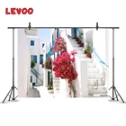 Виниловый фон для фотосъемки LEVOO в греческом стиле с изображением белого дома, лестницы, цветов, солнечного света