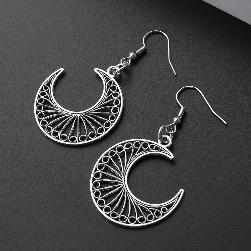 

Темные оккультистичные полые лунные рандомные Волшебные Полумесяца языческие готические Висячие серьги для женщин Wicca панк